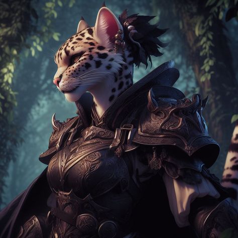 A concept image for a character; a Tabaxi from Dungeons & Dragons standing in a scene of lush greenery. Skyrim, Character Portraits, Animal Drawings, Dungeons And Dragons, Feline, Drawings, Anime, Animals, Art