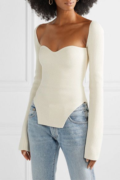 Felix Ribbed Knit Sweater-Cream – bellabarnett Renée Zellweger, Winter Tops For Women, Trendy Sweater, Slim Fit Sweater, Style Sweaters, Sweater Cream, Ideas Outfit, Y2k Clothes, Sweater Style