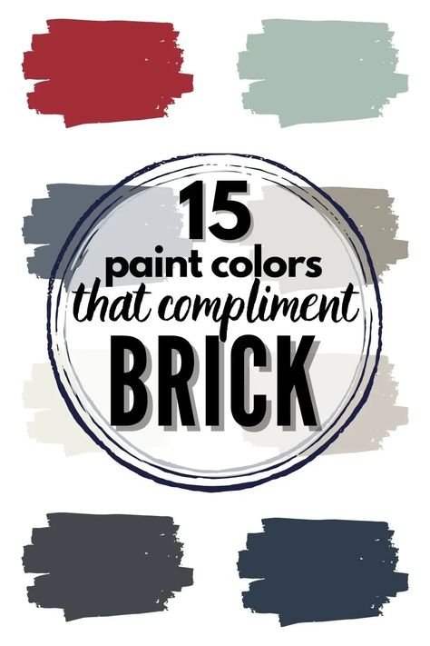 Looking for a paint color that will look good with your brick? Here are 15 paint colors that compliment red brick! #paint #paintcolor #sherwinwilliams #benjaminmoore #paintreview #paintstudy #brick Paint Colors With Red Brick Fireplace, Interior Paint Colors That Compliment Red Brick, Colors That Go With Red Brick Fireplace, Paint Colors With Brick Fireplace, Colors That Compliment Red Brick, Best Exterior Paint Colors To Go With Red Brick, Fireplace Brick Paint Colors, Painting Interior Brick Wall Ideas, Paint Colors That Compliment Red Brick