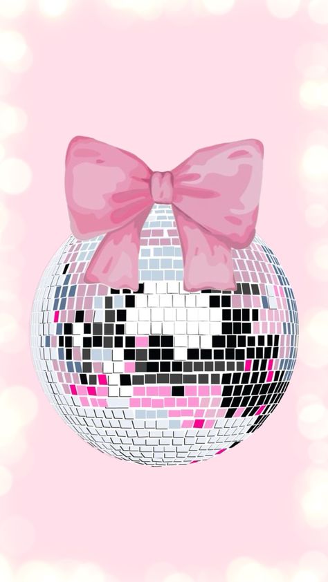 Pink Disco Ball Aesthetic, Disco Ball Wallpaper, Iphone Wallpaper Preppy, Ball Aesthetic, Cute Home Screens, Pink Wallpaper Girly, Bow Wallpaper, Iphone Lockscreen Wallpaper, Whatsapp Wallpaper