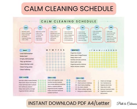 Daily Clean House Checklist - Etsy Calming Exercises, Household Chores Chart, House Chores List, Adult Chore Chart, Cleaning Tracker, Cleaning Chart, House Checklist, Planner Cleaning, Cleaning Schedule Printable