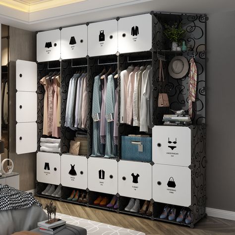 Household Simple Assembly Diy Plastic Foldable Wardrobe Storage Cabinet Combination Portable Wardrobe Black With White Door https://m.alibaba.com/product/1600386495747/Household-Simple-Assembly-Diy-Plastic-Foldable.html?__sceneInfo={"cacheTime":"1800000","type":"appDetailShare"} Foldable Wardrobe, Wardrobe Storage Cabinet, Wardrobe Black, Portable Wardrobe, Smart Home Design, White Doors, Wardrobe Storage, Smart Home, Assemblage