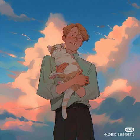 Man With Cat Drawing, Digital Art Anime, Anime Drawings Tutorials, Human Art, Illustration Character Design, Cartoon Art Styles, Art Reference Poses, 그림 그리기, Pretty Art