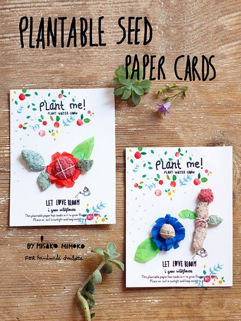 DIY Plantable Seed Paper Cards Seed Paper Diy, Paper Cards Handmade, Seed Paper Cards, Flower Seed Paper, Recycled Newspaper, Plantable Paper, Plantable Seed Paper, Handmade Charlotte, Handmade Projects