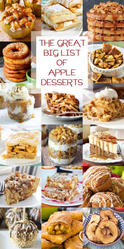 The Great Big List of Apple Desserts - a sweet collection of 126 delicious delightfully fall apple desserts. Apple Desserts For A Crowd, Fall Apple Desserts, Apple Pear Pie, Pear Pie Recipe, Desserts For Kids, Fall Apple Recipes, Pear Pie, Apple Recipes Easy, Tasty Desserts