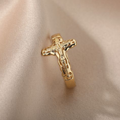 Cross Rings For Women, Cross Rings, Ring Party Jewelry, Precious Stones Rings, Jesus Cross, Cross Ring, Cross Jewelry, Delicate Rings, Love Ring