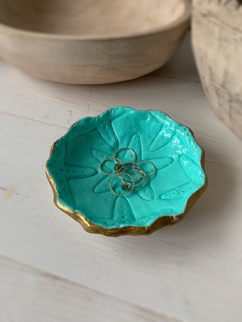 Jewelry Dish, Pottery Ring Dish, Starfish Trinket Dish, Wedding Gift, Coastal Decor, Ocean Decor, Beach Decor, Gift For Her, Beach Gift by BarefootandBraids on Etsy Pottery Ring Dish, Coastal Accessories, Dish Pottery, Pottery Ring, Thoughtful Wedding Gifts, Bathroom Counter, Beach Gifts, Ocean Decor, Ocean Theme