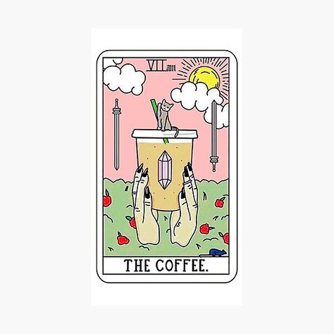 The Coffee Tarot Card Photographic Prints | Redbubble Dark Reading, Coffee Sticker Design, Coffee Merchandise, Coffee Reading, Reading Art, Coffee Stickers, Reading Light, Tarot Card, Tarot Cards