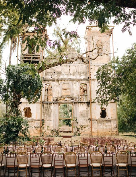 Ruined Church Wedding // wedding in an historic dilapidated building in brazil Brazil Wedding, Green Wedding Inspiration, Classic Wedding Hair, Wedding Reception Inspiration, Open Sky, Wedding Reception Tables, Green Wedding Shoes, Church Wedding, Green Wedding