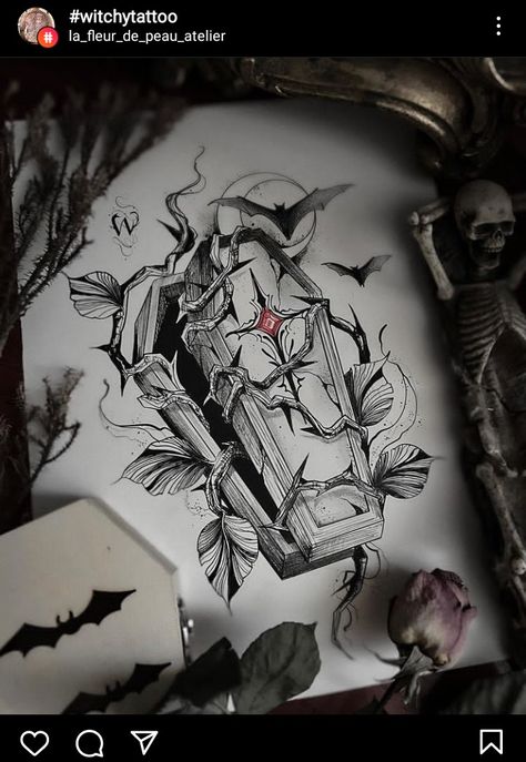 Black And Grey Spooky Tattoo, Victorian Frame Tattoo Gothic, Vampire Tattoos Aesthetic, Neotrad Knee Tattoo, Vampire Theme Tattoo, Creative Book Tattoos, Gothic Bicep Tattoo, Vampire Castle Tattoo, Vampiric Tattoos