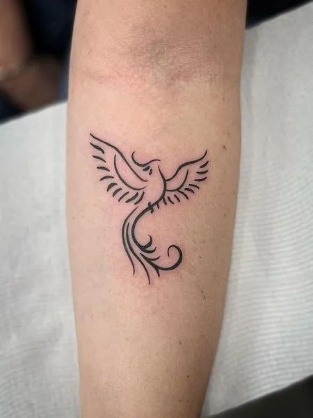 Simple Phoenix Tattoo, Watercolor Phoenix Tattoo, Phoenix Feather Tattoos, Small Phoenix Tattoos, Phoenix Tattoo Design, Anklet Tattoos, Text Tattoo, Fire Tattoo, Rise From The Ashes