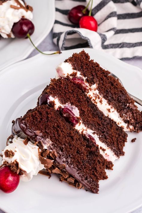 Black Forest Cake Recipe From Scratch, German Black Forest Cake, Black Forest Cake Recipe, German Black Forest, Nursing Cake, Inside Cake, Rich Chocolate Cake, Black Forest Cake, Cake Recipes From Scratch