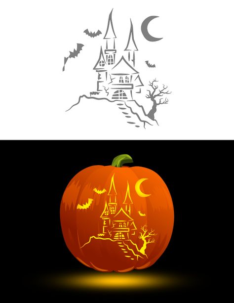 Pumpkin Castle Carving, Castle Pumpkin Carving, Pumpkin Carving Designs Printable, Pumpkin Carving Templates Printable Free, Pumpkin Carving Templates Printable, Pumpkin Painting Stencils, Pumpkin Etching, Pumkin Designs, Free Pumpkin Stencils