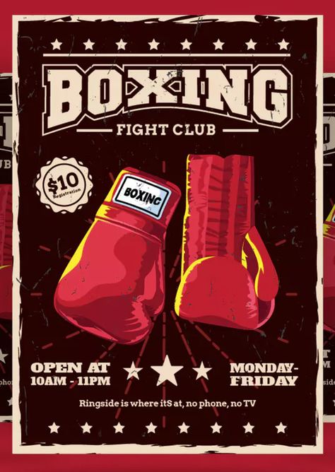 Boxing Poster Design, Vintage Boxing Posters, Sports Day Poster, Boxing Aesthetic, Sports Illustration, Fitness Flyer, Boxing Posters, Text Logo Design, Sport Illustration