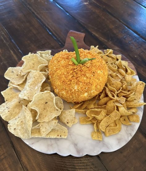 Dorito Pumpkin Cheeseball Crazy Busy Mama Recipes, Cheeseball Dip, Pumpkin Cheeseball, Pumpkin Cheese Ball, Cheese Ball Dip, Crazy Busy Mama, Halloween Appetizer, Festive Appetizers, Mama Recipe