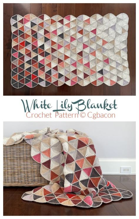 White Lily Blanket Crochet Pattern - Crochet & Knitting Crochet White Blanket, Unique Crochet Squares, Infinite Granny Square Blanket, Geometric Crochet Pattern, Quick Crochet Blanket Pattern Free, Geometric Crochet Blanket, Crochet Quick Projects, White Yarn Crochet, Lily Granny Square