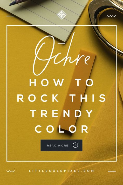 Ochre Color Trend • Little Gold Pixel • What's the deal with ochre? I dissect the color trend, give you 20 ways to rock the hue and a color palette to help you shop! #ochre #color #trend #colorpalette #mustard #yellow Ochre Powder Room, Gold Yellow Walls, Yellow Gold Living Room Walls, Craig And Rose French Ochre, Yellow Gold Walls, Yellow Furniture Ideas, Ochre Hallway Ideas, Mustard Yellow Door Interior, Colors That Go Well With Mustard Yellow