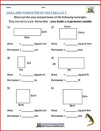 Rectangle Worksheet, Area And Perimeter Formulas, Quadrilaterals Worksheet, Perimeter Of Rectangle, Area And Perimeter Worksheets, Perimeter And Area, Finding Area, Math Club, Area Worksheets