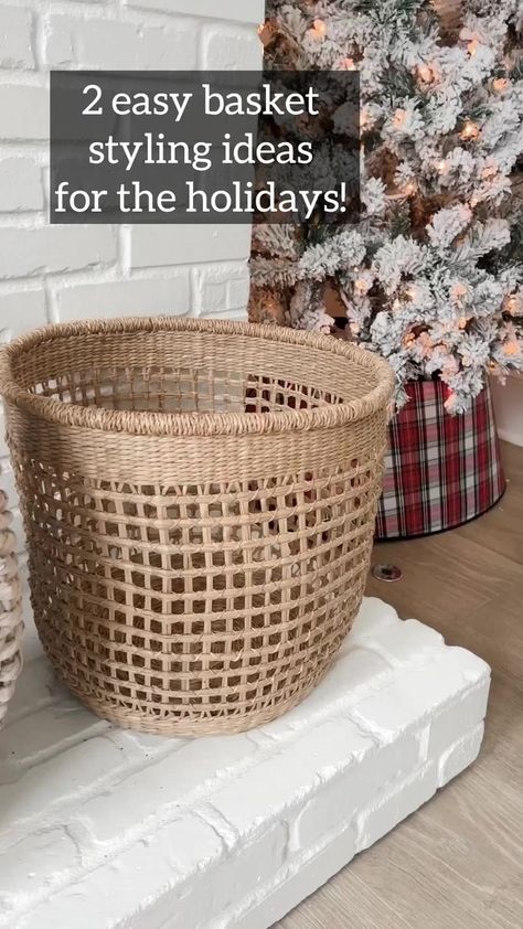 2.6K views · 91 reactions | I’ve got 2 cute basket styling ideas for the holidays for ya! Let me know which one is your favorite?! And if you’re as obsessed with that cute pillow as I am, comment pillow to get the info on this one! #christmasiscoming #christmasdecorating #pillowcoverclub #christmaspillows #christmasdecorations #christmasdecorideas | Wilshire Collections | Wilshire Collections · Original audio Christmas Basket Decoration Ideas, Large Basket Decor Ideas, Christmas Basket Decor, Basket Styling, Basket Decor Ideas, Wilshire Collections, Cute Basket, Floor Baskets, Cute Pillow