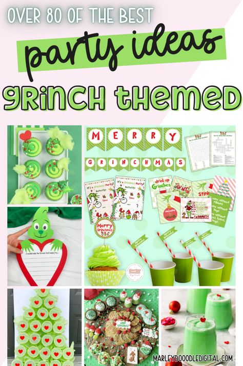 Get ready for a Grinch-filled Christmas with 81+ party ideas! From DIY Grinch decorations and fun party favors to printable games and delicious Grinch food ideas, this post has it all for an unforgettable celebration. Grinch Party Decorations Free Printables, Grinch Party Ideas Food, Grinch Gender Reveal, Free Grinch Printables, Grinch Party Ideas, Grinch Food, Grinch Printable, Diy Grinch, Grinch Coloring Pages