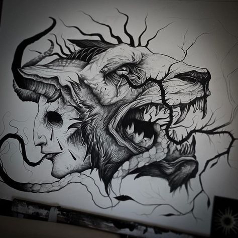 Cerberus Chest Piece, Throat Piece Tattoo, Cerberus Back Tattoo, Cerberus Chest Tattoo, Horror Chest Tattoo, Dark Chest Tattoo, Cerberus Tattoo Greek Mythology, Hell Hound Tattoo, Cerberus Tattoo Design