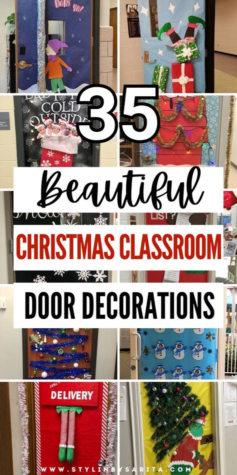 Christmas classroom door decorations Classroom Christmas Door Ideas December, Christmas Decorations For The Classroom, Office Door Contest Christmas, Classroom Door Decorations For Kindness, Unique Door Decorations, Ideas For Christmas Door Decorating, Snoopy Christmas Door Decorating Contest, Christmas Cubby Decorations, Over The Top Christmas Door Decorations