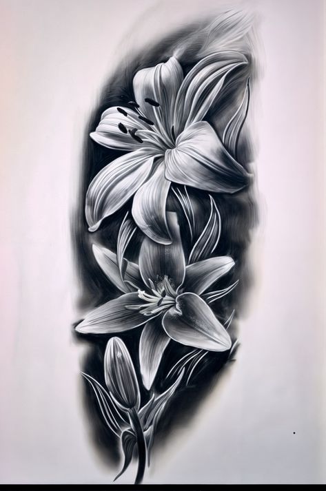 Lilly Tattoo Design, Lilly Tattoo, Lillies Tattoo, Flower Tat, Chicano Art Tattoos, Flower Sleeve, Classic Tattoo, Chicano Art, Art Tattoos