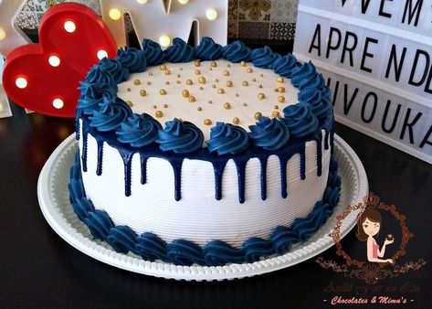 Icing Cake Designs For Men, Butter Icing Cake Designs For Men, Cake Designs For Men Simple, Blue Cake Designs For Men, Cake Design For Father Birthday, Simple Butter Icing Cake Designs, Simple Cake Designs Birthday For Men, Round Birthday Cakes For Men, Simple Sheet Cake Designs For Men