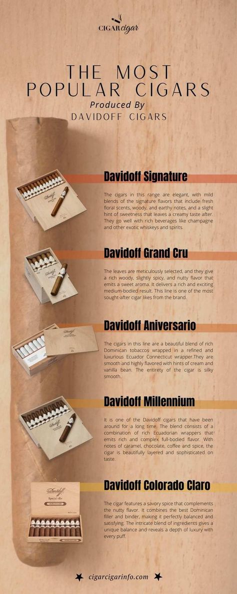 Davidoff has remained on the top of the list of premium cigars, using the best-extracted tobacco to create a smooth taste! Davidoff Cigars, Top Cigars, Gentlemens Guide, Premium Cigars, Good Cigars, Cigars And Whiskey, On The Top, Floral Scent, Cigars