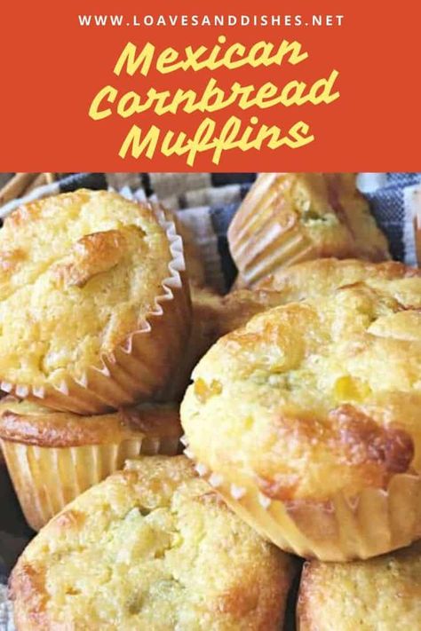 Cheesy, fluffy, slightly sweet and the perfect amount of heat, these Mexican cornbread muffins go great with chili’s, soups and beans! #mexican #cornbread #muffins Mexican Cornbread Muffins Jiffy, Mexican Corn Muffins, Cheesy Cornbread Muffins, Mexican Cornbread Muffins, Beans Mexican, Cheesy Cornbread, Mexican Favorites, Arbonne Recipes, Mexican Cornbread