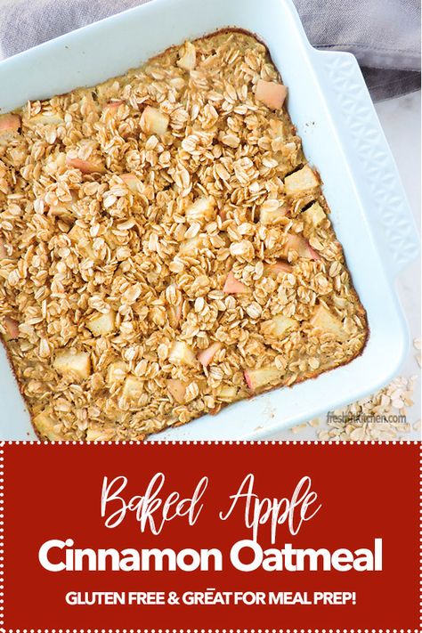 Healthy Recipes For One, Baked Apple Cinnamon Oatmeal, Baked Apple Cinnamon, Oatmeal Baked, Delicious Oatmeal, Apple Cinnamon Oatmeal, Healthy Breakfast Recipe, Gluten Free Oatmeal, Cinnamon Oatmeal