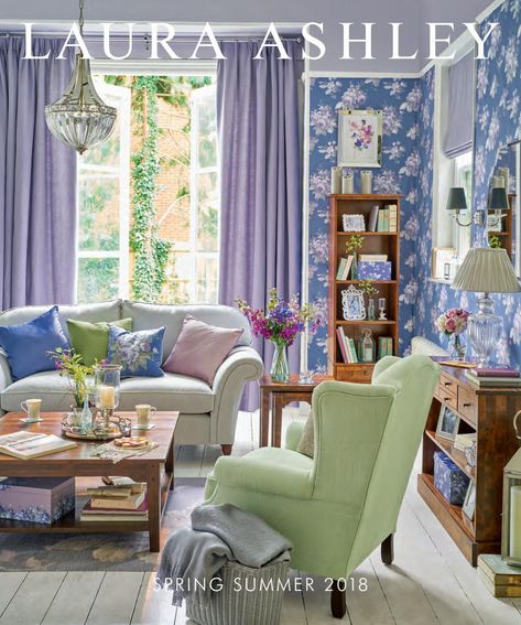 Laura Ashley Living Room, Violet Decor, Laura Ashley Home, English Country Decor, Cosy Living, Childrens Room Decor, Apartment Ideas, Laura Ashley, Beautiful Wall