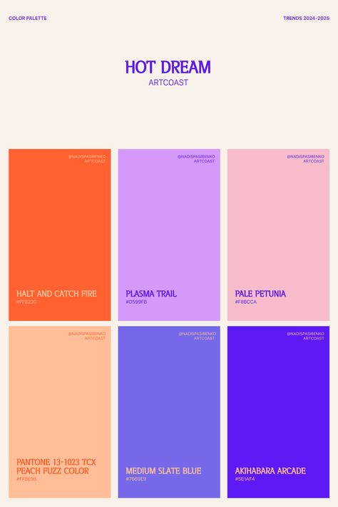 Trending Color Palette 2024-2025 - #logo #logodesign #elegantlogo Colorful Font Design, Wes Anderson Color Scheme, Four Season Color Palette, Color Palette Six Colors, Pantone Colour Combinations, Amazing Color Combinations, Graphic Design Palette Color, Trending Colour Palettes, Pop Of Color Branding