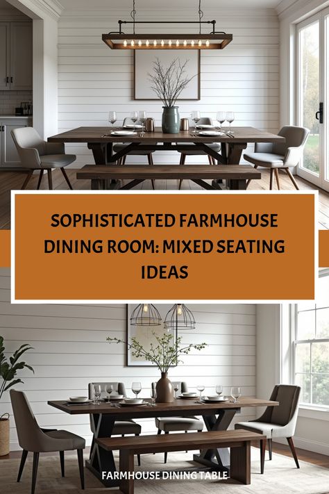 Contemporary farmhouse dining space with trestle table and industrial lighting Modern Farmhouse Dining Room Decor Ideas, French Country Dining Room Ideas, Modern Farmhouse Dining Room Decor, Sophisticated Farmhouse, Modern Farmhouse Dining Table, Harvest Dining Table, Rustic Farmhouse Dining Table, French Country Dining Room, Elegant Farmhouse