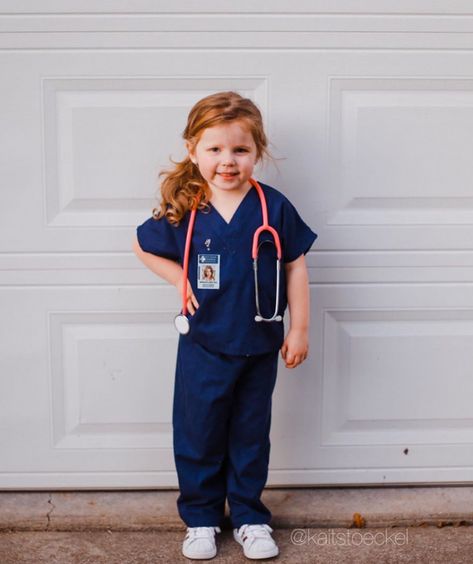 Kids Doctor Costume Diy, Diy Doctor Costume For Kids, Diy Career Day Costumes For Kids, Kids Career Day Costumes Ideas, Career Costumes For Kids, Career Day Costumes For Kids, Diy Nurse Costume, Toddler Doctor Costume, Kids Nurse Costume