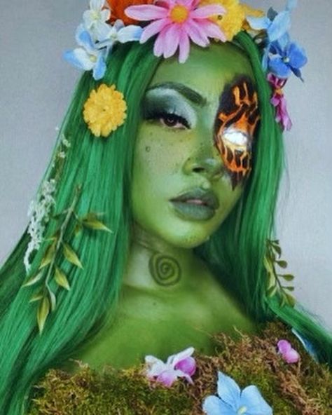 Te Fiti Makeup, Mother Earth Makeup, Earth Day Makeup, Mother Nature Makeup, Te Fiti Moana, Alien Photoshoot, Moana Makeup, Tree Makeup, Te Fiti