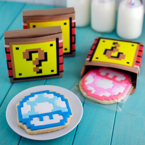 Nerdy Gender Reveal, Mario Bros Cookies, Semi Sweet Designs, Gender Reveal Cookies, Geek Baby, Gender Reveal Themes, Mario Birthday Party, Gender Party, Gender Reveal Party Decorations