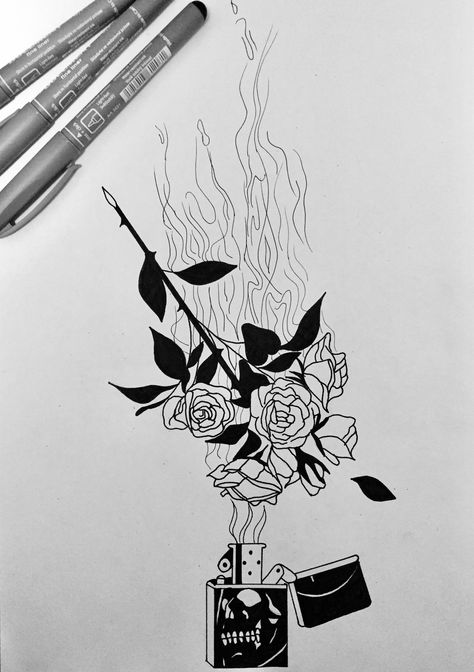 Burning Rose Painting, Roses On Fire Tattoo, Flower On Fire Drawing, Fire Drawing Black And White, Burning Rose Drawing, Fire Tattoo Black And White, Burning Flower Tattoo, Rose On Fire Drawing, Burning Heart Drawing