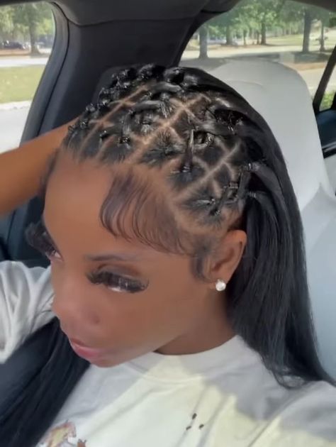 Criss Cross Hairstyle Rubber Bands Natural Hair, Little Rubber Bands Hairstyles, Dearra Hairstyles, Rubberband Hairstyles Black Women, Cute Hairstyles With Rubber Bands, Rubberband Hairstyles Natural Hair, Rubber Band Hairstyles Natural Hair, Lace Frontal Wig Straight, Fashion Outfits Spring