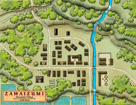 http://www.talkgraphics.com/attachment.php?attachmentid=85382&d=1321569739 Naruto World Map, Village Rpg, Japanese Villages, Japan Village, Minecraft Japanese, Medieval Towns, Fantasy City Map, Fantasy Map Making, Japanese Town