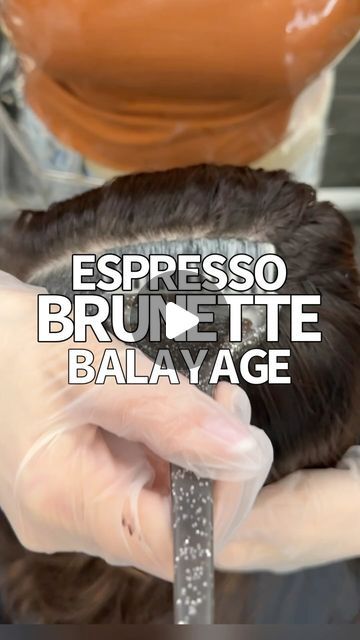 Adina Pignatare | BALAYAGE | HAIR VIDEOS | EDUCATOR on Instagram: "Espresso Brunette ☕️ but, the reverse balayage way I used @lorealpro #diarichesse 3N with 9 Volume. I applied it to her roots first. Then I applied the same color & alternated pull throughs- this will help keep dimension. I glossed her with #dialight 8.18 & 8N with 9 volume. I love played with existing dimension in the hair. By adding in dark the old color looks brand new. No lightener needed to mimic a balayage here! #lorealprous #lorealpro #lorealproambassador #espressohair #darkbrownhair #brunettebalayage @lorealpro @lorealpro_education_us #lowmaintenancehair #dimensionalbrunette"