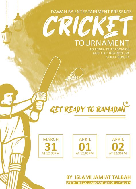 Cricket Tournament poster idea Cricket Flyer Design, Cricket Tournament Poster Design, Cricket Poster Creative, Tournament Poster Design, Sports Day Poster, The Godfather Poster, Tournament Poster, Cricket Tournament, Cricket Logo