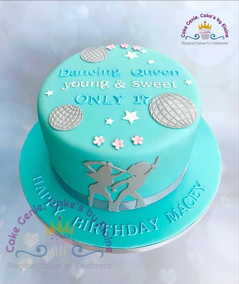 Mama Mia 17th Birthday Cake, Abba Cookies, Abba 17th Birthday Cake, Dancing Queen 17th Birthday Cake, Mama Mia Cake Ideas, Birthday Cake Queen, Dancing Queen Cake, Birthday Cake Hello Kitty, 17th Birthday Cake