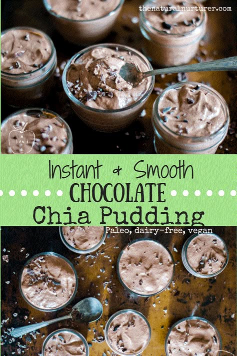 <p>Guys, I've done it. For all of you who can't do the texture of chia pudding, the sight of those little black seeds, or just don't have the patience to to wait for it to "puddingify" in the fridge for a few hours....this fast, smooth, and delicious chocolate chia pudding recipe is for you.</p> Healthy Pudding Recipes, Chocolate Chia Pudding Recipes, Dairy Free Pudding, Chia Recipe, Chocolate Chia Pudding, Chia Seed Recipes, Chia Pudding Recipes, Healthy Food Facts, Chia Seed Pudding