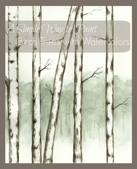 This is a fun and simple way to paint birch trees with watercolors for beginners to advanced painters. Birch Tree Watercolor Painting, Birch Tree Watercolor Tutorial, Watercolor Aspen Trees Tutorial, Birch Watercolor, Easy Birch Tree Painting, Paint Birch Trees, Watercolour Projects, Water Color Fall Birch Trees For Kids, Birch Trees Painting