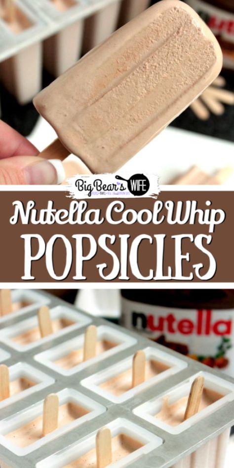 Nutella Cool Whip, Dessert Recipes Easy Quick, Popcicles Recipes, Healthy Popsicle Recipes, Cool Whip Desserts, Ice Cream Popsicle, Healthy Popsicles, Homemade Popsicles, Popsicle Recipes