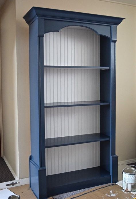 Painted Bookcase, Bookshelf Makeover, Bookcase Makeover, Painting Bookcase, Blue Bookcase, Painted Bookshelves, Bookcase Diy, Furniture Rehab, Bookshelves Diy