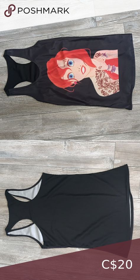 4/$30 Ariel Mermaid Punk Rocker Tank Top S Rocker Tank Tops, Rocker Tank, Ariel Mermaid, Punk Rocker, Ariel, Flat Lay, Rocker, Mermaid, Tank Top