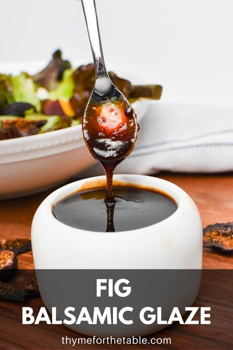 Indulge in the exquisite flavors of this homemade balsamic fig glaze recipe – the perfect fig sauce for chicken, pork, salads, and more. Elevate your dishes with this sweet and tangy condiment! Make a thick balsamic fig sweet dressing for salads. #BalsamicFigGlaze #Recipe #Condiment #Cooking #FlavorfulDishes Plum Balsamic Glaze Recipe, Fig Salmon Recipes, Fig Reduction Sauce, Balsamic Fig Jam, Fig Sauce For Chicken, Pork Loin With Fig Jam, Balsamic Fig Sauce, Fig Sauce For Pork, Fig Balsamic Glaze