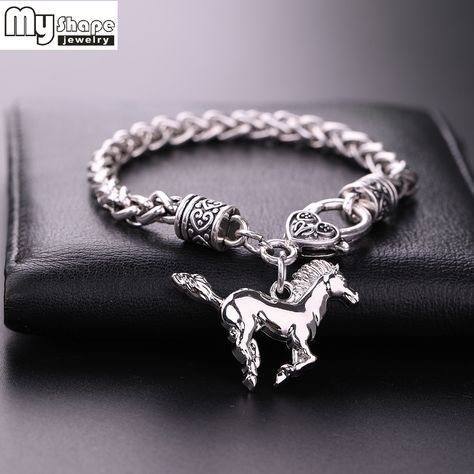 Find More Chain & Link Bracelets Information about My Shape Silver Plated Fashion Thick Charm & Wheat Chain Bracelet Trendy Men Bracelets Bangle Horse Pendants Women Jewelry,High Quality Chain & Link Bracelets from my shape Official Store on Aliexpress.com Horseshoe Bracelet, Horseshoe Jewelry, Horse Bracelet, Horse Earrings, Bracelets Bangle, Equestrian Jewelry, Horse Accessories, Horse Necklace, Silver Horse